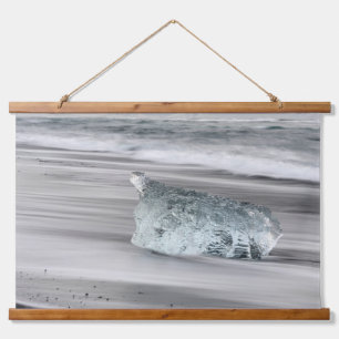 Black Volcanic Beach   Vatnajokull National Park Hanging Tapestry