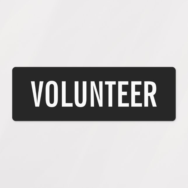 Black Volunteer Badge Labels (Design 1)