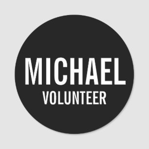 Black Volunteer Badge with Custom Name