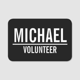 Black Volunteer Badge with Custom Name