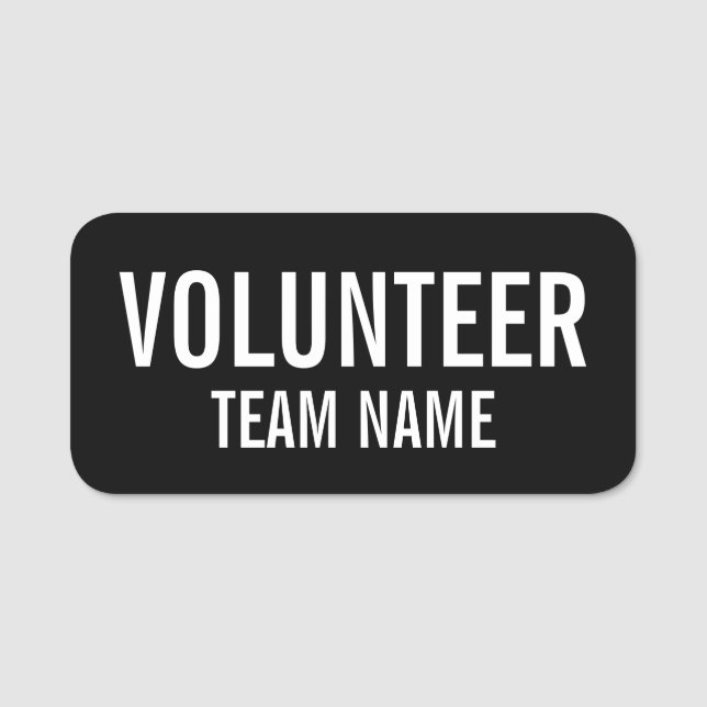 Black Volunteer Badge with Custom Team Name (Front)