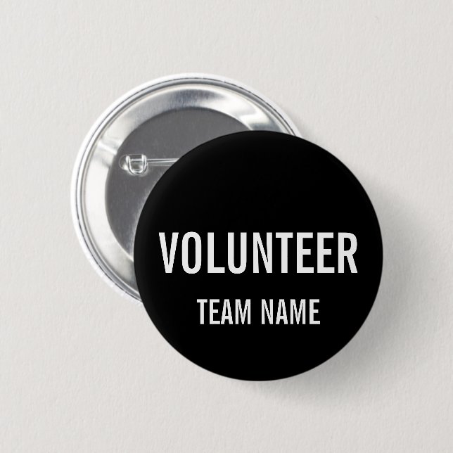 Black Volunteer Badge with Custom Team Name (Front & Back)