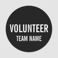 Black Volunteer Badge with Custom Team Name