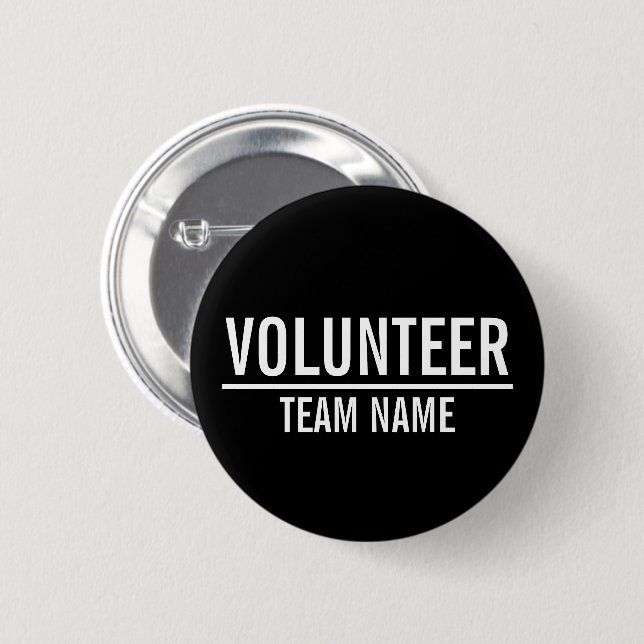 Black Volunteer Badge with Custom Team Name (Front & Back)