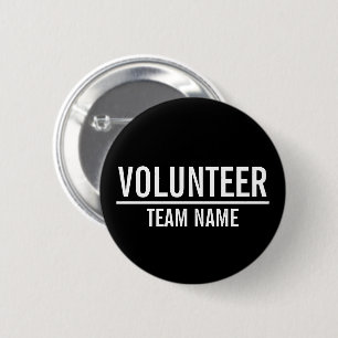 Black Volunteer Badge with Custom Team Name