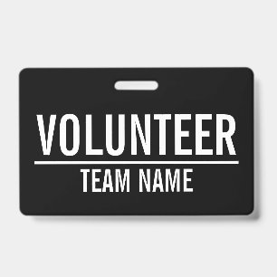 Black Volunteer with Custom Team Name ID Badge
