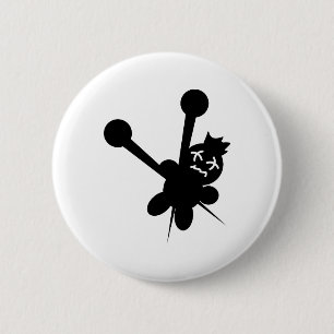 black voodoo doll needles torture 6 cm round badge