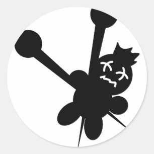 black voodoo doll needles torture classic round sticker