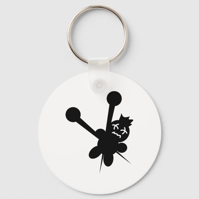 black voodoo doll needles torture key ring (Front)