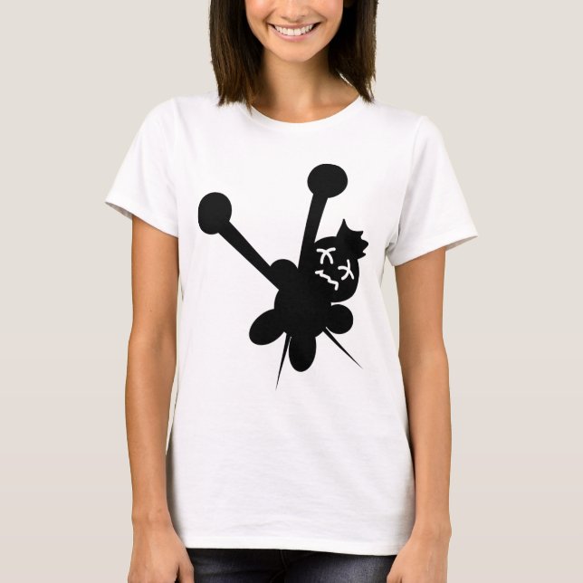 black voodoo doll needles torture T-Shirt (Front)