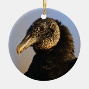 black vulture face ceramic tree decoration