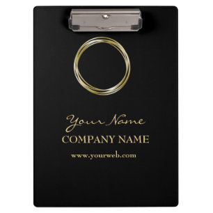 Black W Golden Ring Minimalist Black Gold LOGO Clipboard