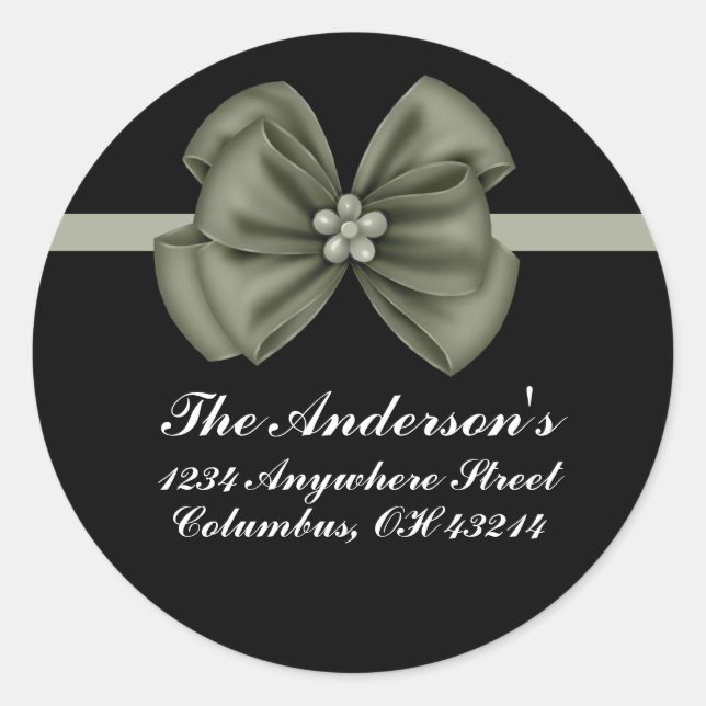 Black w/Green Bow Address Labels (Front)