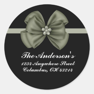 Black w/Green Bow Address Labels