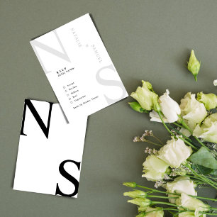 Black & W Minimalist Elegant Bold Initials Wedding RSVP Card