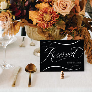 Black w/ White Script Wedding Reserved Table Sign