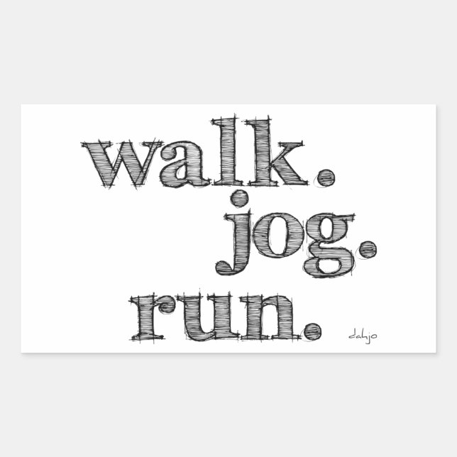 BLACK WALK JOG RUN (font SHADED) Rectangular Sticker (Front)