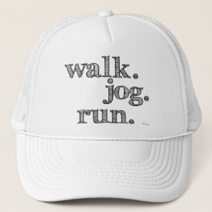 BLACK WALK JOG RUN (font SHADED) Trucker Hat