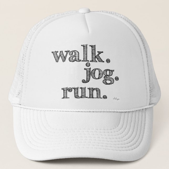BLACK WALK JOG RUN (font SHADED) Trucker Hat (Front)