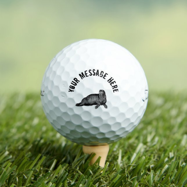Black Walrus simple Illustration Golf Balls (Insitu Tee)