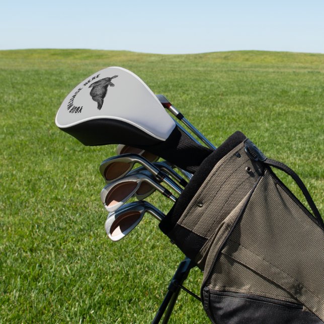 Black Walrus simple Illustration Golf Head Cover (In Situ)