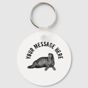 Black Walrus simple Illustration Key Ring