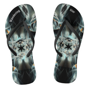 Black Wandering Star Abstract Black & White Flip Flops