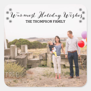 Black Warmest Holiday Wishes Photo Stickers