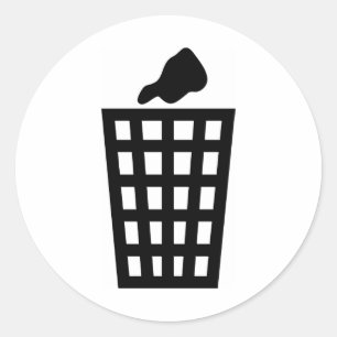 Black Waste Bin Classic Round Sticker
