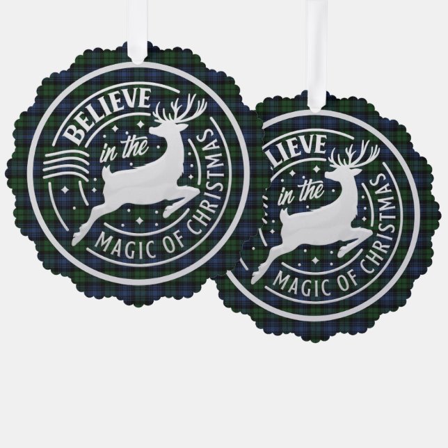 Black Watch Ancient Scottish Tartan Christmas Tree Decoration Card (Front/Back)