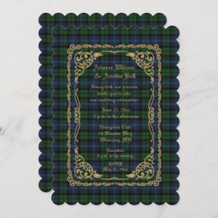 Black Watch  Ancient Tartan With Gold Frame Invitation