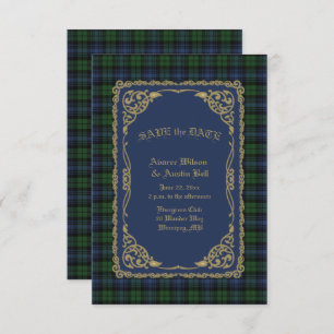Black Watch Ancient Tartan With Gold Frame Save The Date