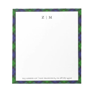 Black Watch Cambpell Clan Tartan Plaid Pattern Notepad