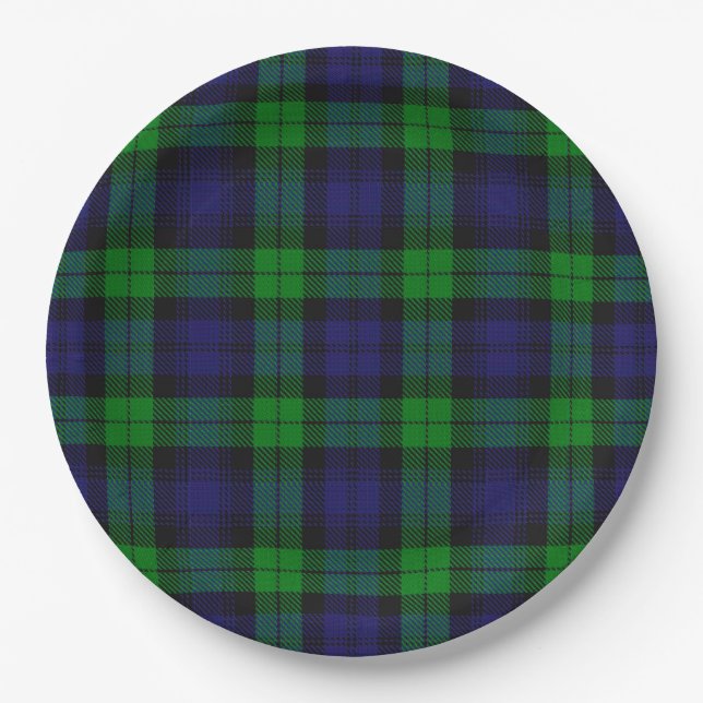 Black Watch Campbell Tartan Paper Plate (Front)