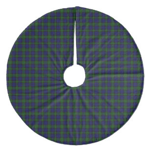 Black Watch clan tartan blue green plaid Fleece Tree Skirt