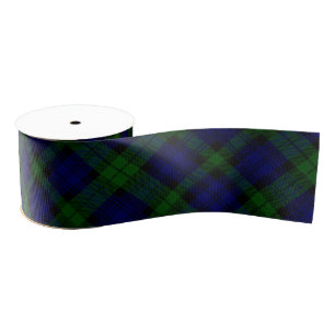 Black Watch clan tartan blue green plaid Grosgrain Ribbon