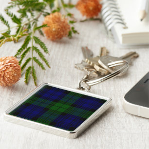 Black Watch clan tartan blue green plaid Key Ring