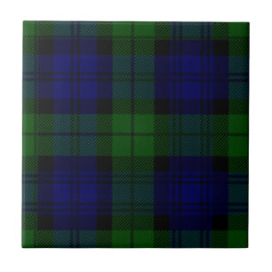 Black Watch clan tartan blue green plaid Tile