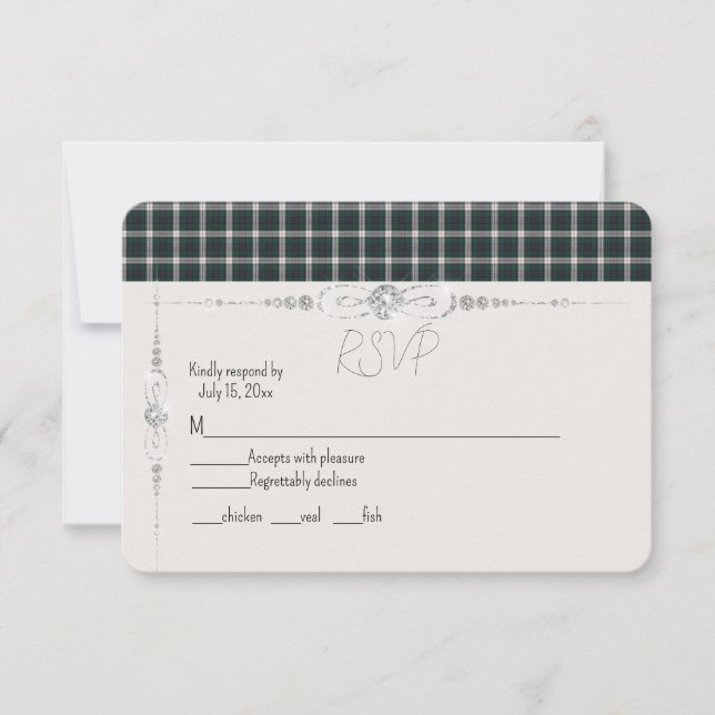 Black Watch Dress Modern Original Scottish Tartan  RSVP Card (Front)