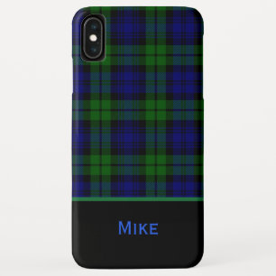 Black Watch Plaid Monogrammed iPhone XS Max Case