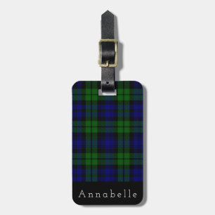 Black Watch Plaid Tartan Personalise Luggage Tag