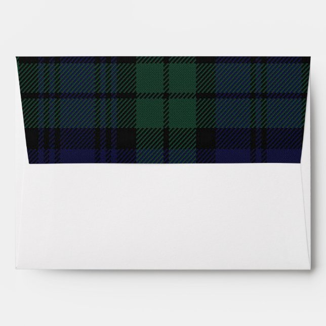 Black Watch Plaid Wedding Envelope (Back (Top Flap))