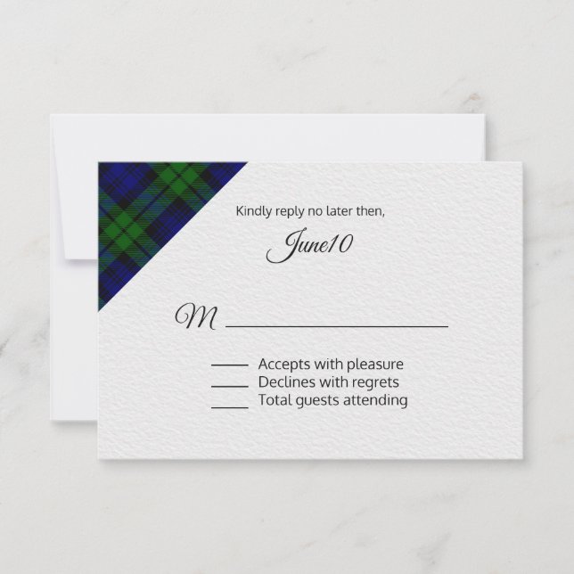 Black Watch Plaid Wedding RSVP (Front)