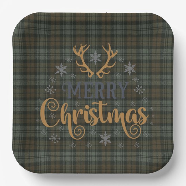  Black Watch Scottish Clan Tartan Christmas Paper Plate (Front)