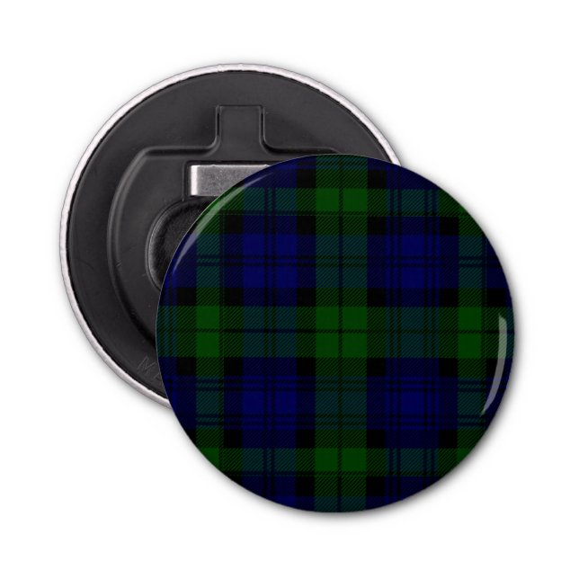 Black Watch Tartan Blue Green Plaid Bottle Opener (Front)