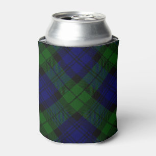 Black Watch Tartan Blue Green Plaid Can Cooler