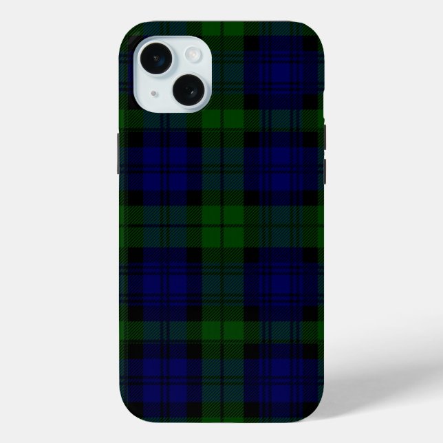 Black Watch Tartan Blue Green Plaid Case-Mate iPhone Case (Back)