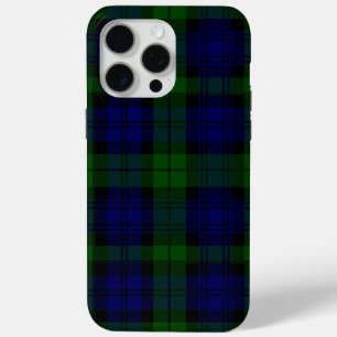 Black Watch Tartan Blue Green Plaid iPhone 15 Pro Max Case