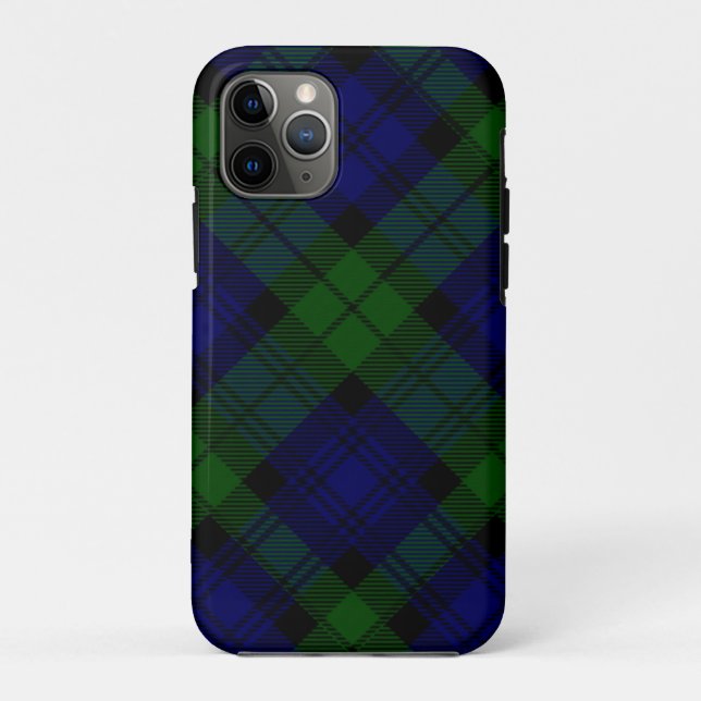 Black Watch Tartan Blue Green Plaid Case-Mate iPhone Case (Back)