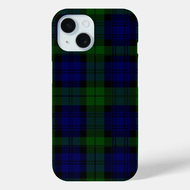 Black Watch Tartan Blue Green Plaid Case-Mate iPhone Case (Back)